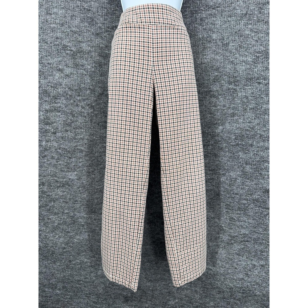 Croft & Barrow Pants Womens 12 Beige Plaid Twill Straight Leg Pull On Stretch